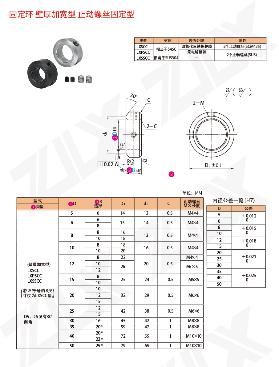 固定环 止动螺丝固定型 壁厚加宽型