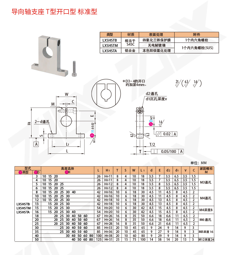 41轴支座 T型开口型 标准型