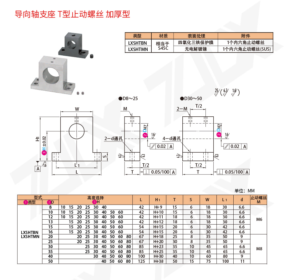 51轴支座 T型止动螺丝 加厚型