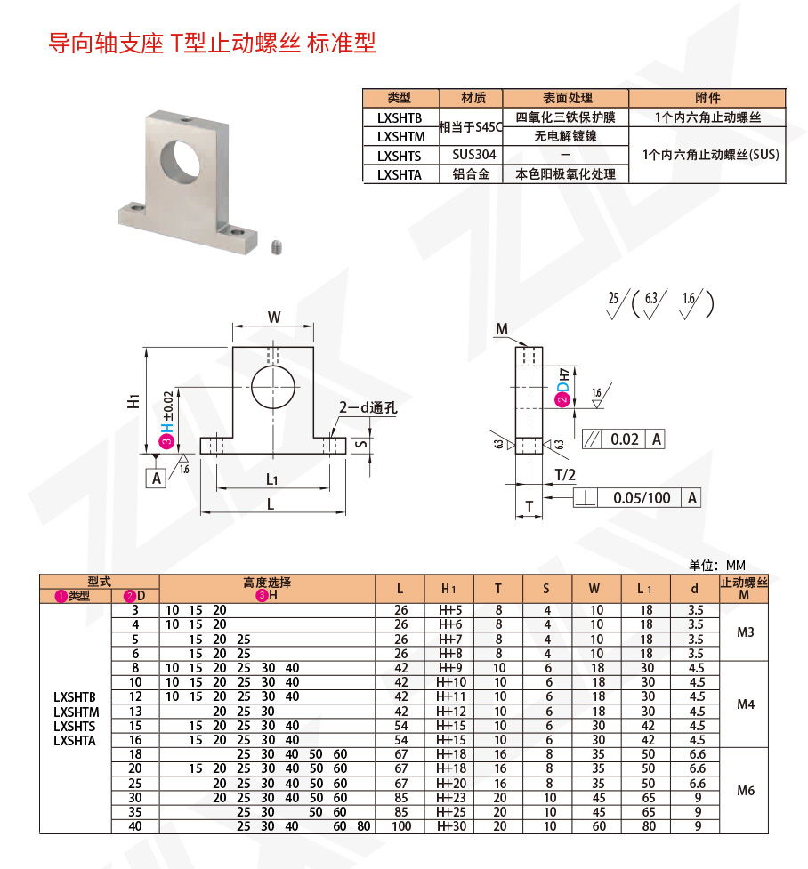 61轴支座 T型止动螺丝 标准型