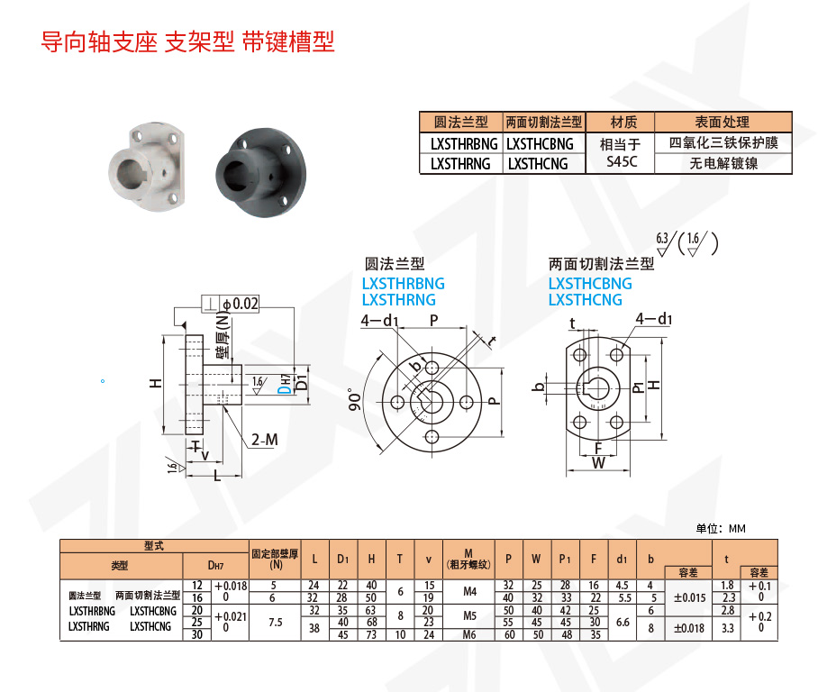 102轴支座 支架型 带键槽型