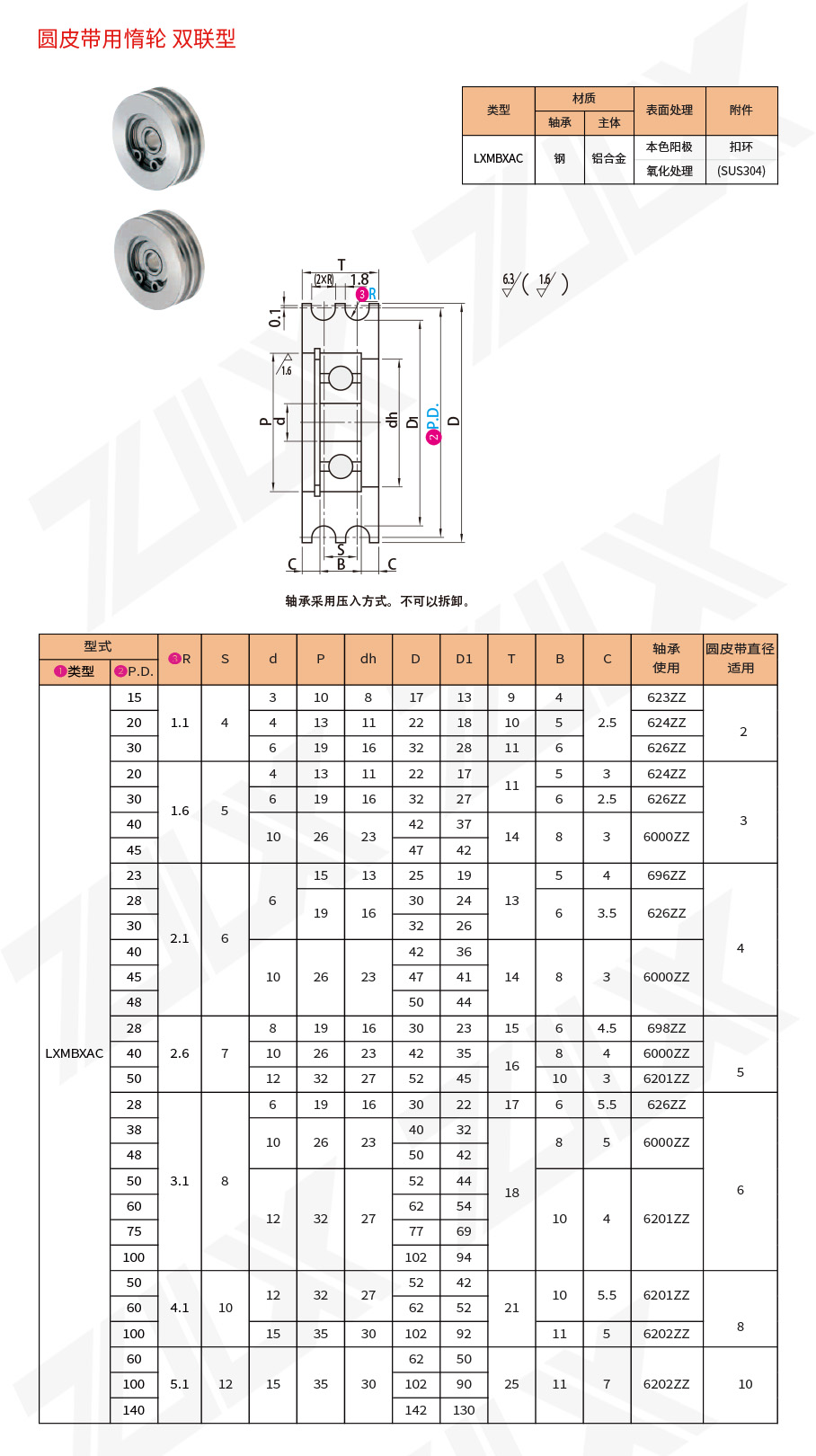 71圆皮带用惰轮双联型
