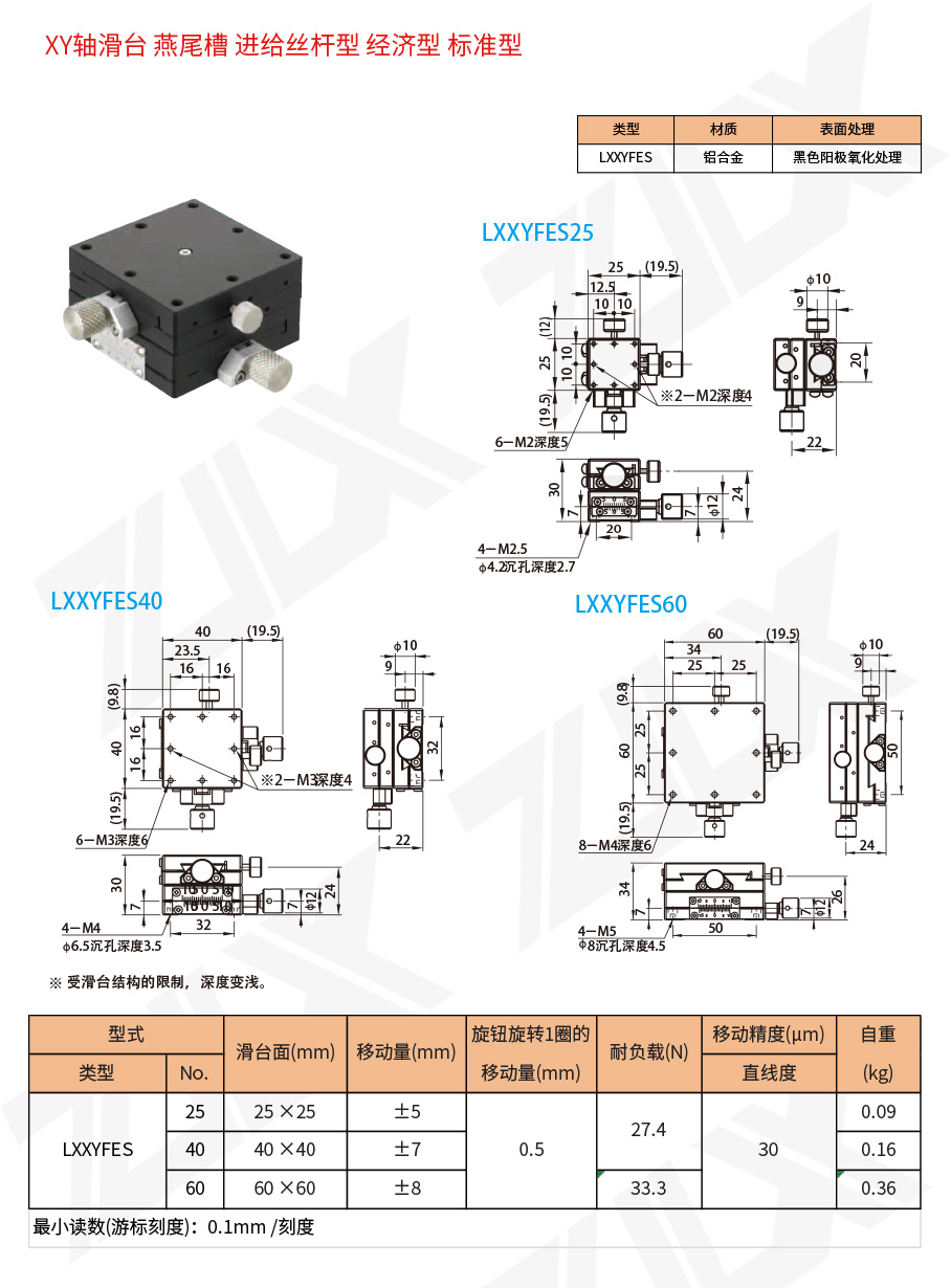 XY-21XY轴滑台燕尾槽进给丝杆型经济型标准型
