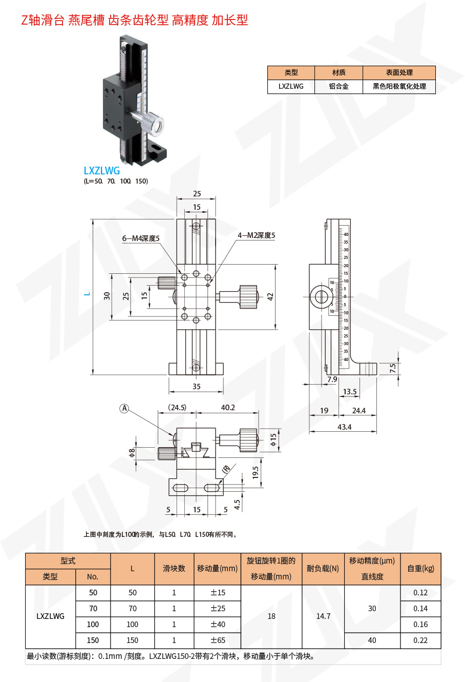 Z-31Z轴滑台燕尾槽齿条齿轮型高精度加长型