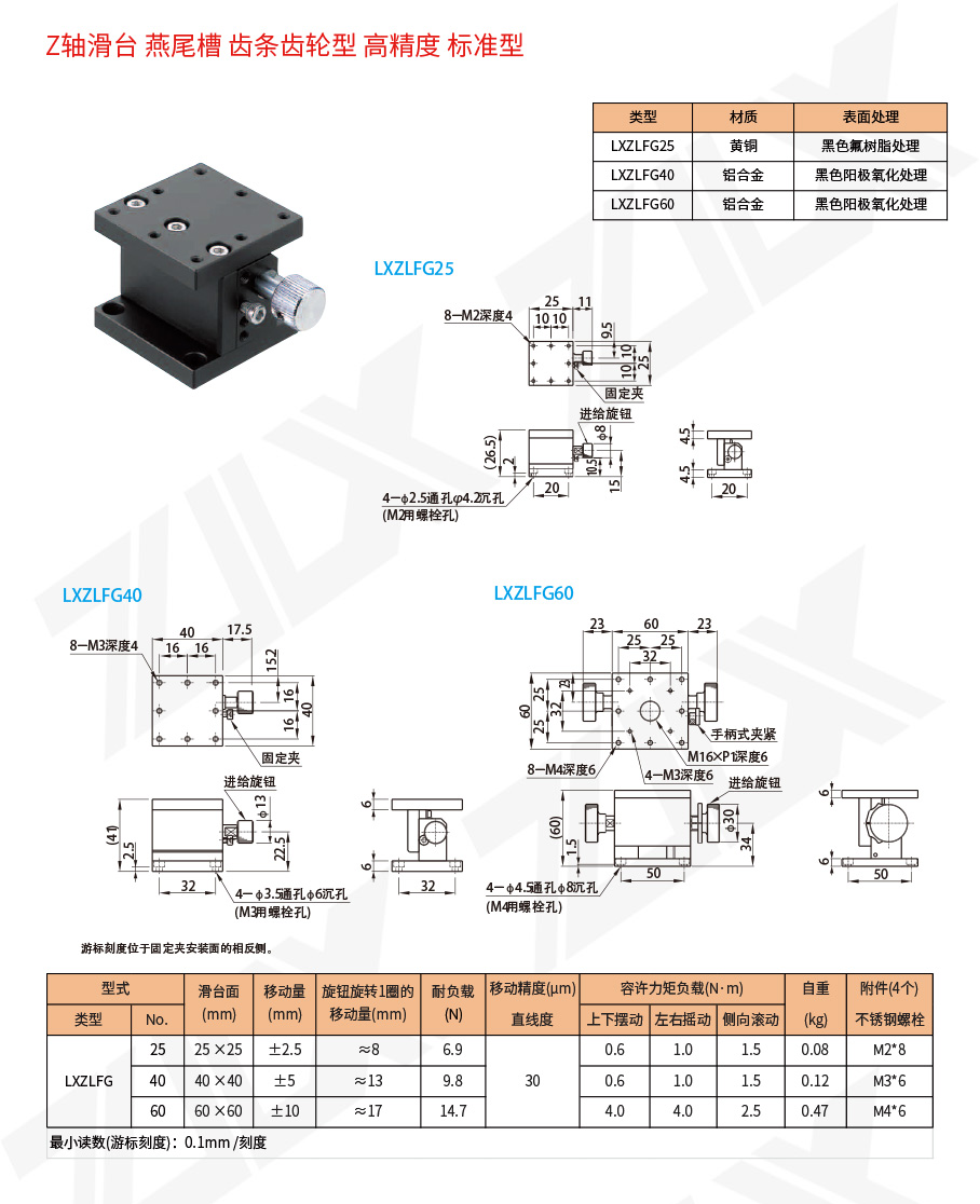 Z-41Z轴滑台燕尾槽齿条齿轮型高精度标准型