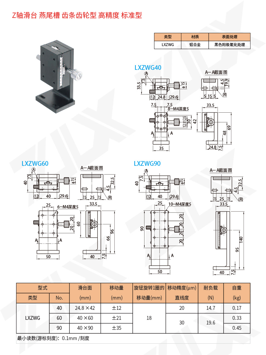 Z-61Z轴滑台燕尾槽齿条齿轮型高精度标准型